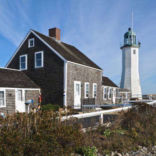 The historic Scituate Lighthouse, located in Scituate, MA