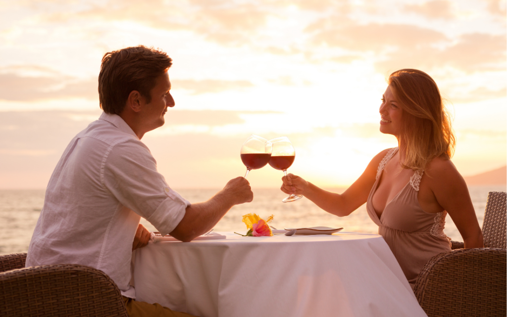 Couple having a romantic date night dinner
